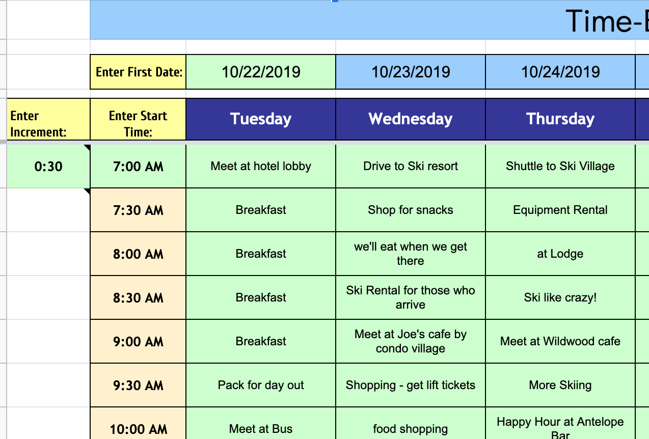 Travel itinerary template